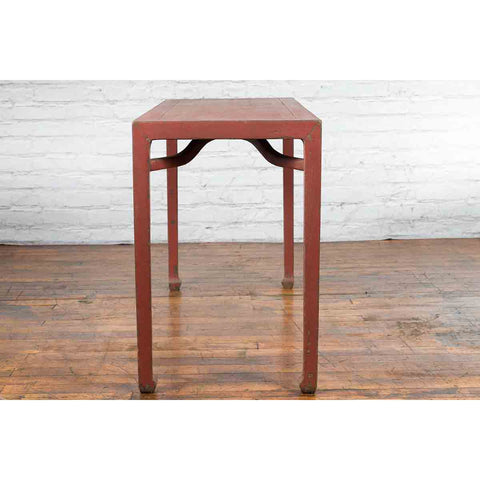 Chinese Qing Dynasty 19th Century Yumu Wood Wine Table with Original Red Lacquer-YN4046-7. Asian & Chinese Furniture, Art, Antiques, Vintage Home Décor for sale at FEA Home