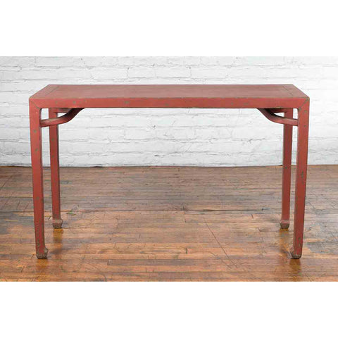 Chinese Qing Dynasty 19th Century Yumu Wood Wine Table with Original Red Lacquer-YN4046-4. Asian & Chinese Furniture, Art, Antiques, Vintage Home Décor for sale at FEA Home