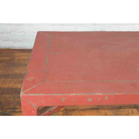 Chinese Qing Dynasty 19th Century Yumu Wood Wine Table with Original Red Lacquer