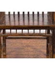 Chinese Qing Dynasty 19th Century Elmwood Armchair with Slatted Back and Arms-11. Asian & Chinese Furniture, Art, Antiques, Vintage Home Décor for sale at FEA Home
