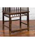 Chinese Qing Dynasty 19th Century Elmwood Armchair with Slatted Back and Arms-6. Asian & Chinese Furniture, Art, Antiques, Vintage Home Décor for sale at FEA Home