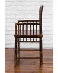 Chinese Qing Dynasty 19th Century Elmwood Armchair with Slatted Back and Arms-9. Asian & Chinese Furniture, Art, Antiques, Vintage Home Décor for sale at FEA Home
