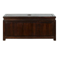 Chinese Early 20th Century Lacquered Trunk with Brass Hardware and Removable Top