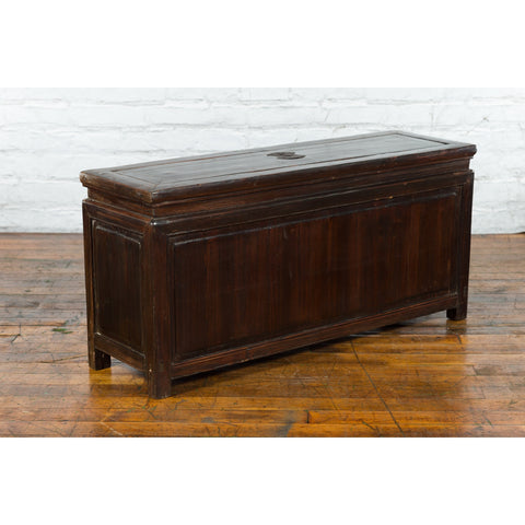 Chinese Early 20th Century Lacquered Trunk with Brass Hardware and Removable Top - Antique Chinese and Vintage Asian Furniture for Sale at FEA Home