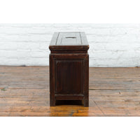 Chinese Early 20th Century Lacquered Trunk with Brass Hardware and Removable Top