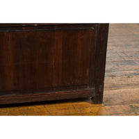 Chinese Early 20th Century Lacquered Trunk with Brass Hardware and Removable Top