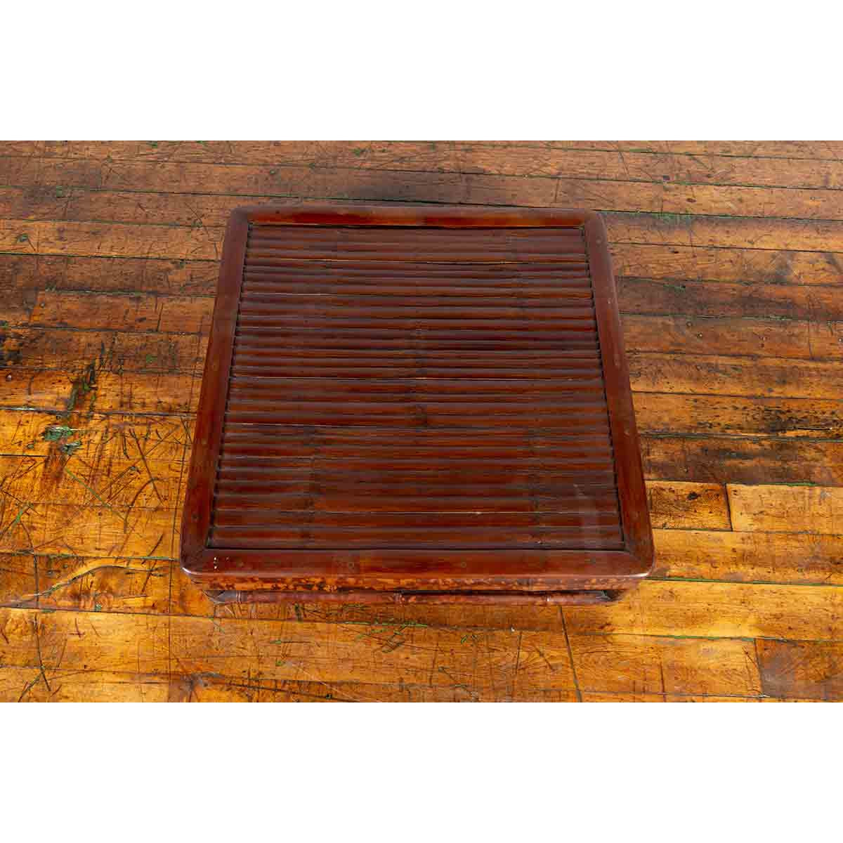 Chinese 19th Century Qing Dynasty Bamboo Low Coffee Table with Slatted Top-5. Asian &amp; Chinese Furniture, Art, Antiques, Vintage Home Décor for sale at FEA Home