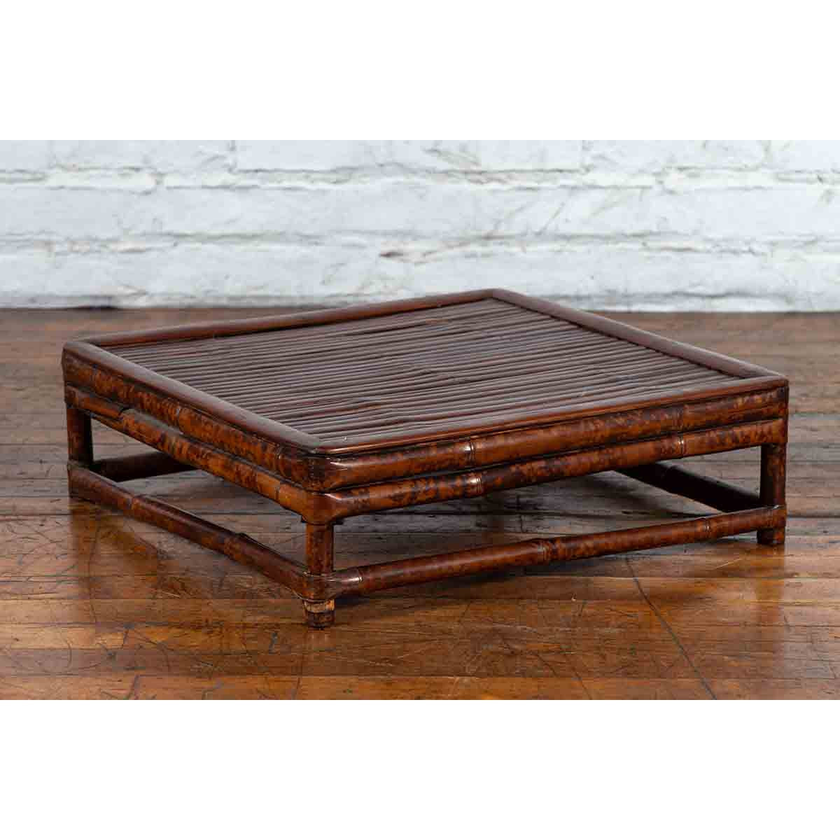 Chinese 19th Century Qing Dynasty Bamboo Low Coffee Table with Slatted Top-2. Asian & Chinese Furniture, Art, Antiques, Vintage Home Décor for sale at FEA Home