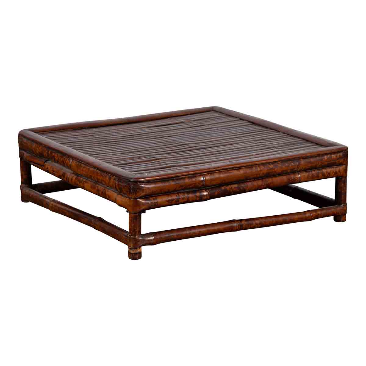 Chinese 19th Century Qing Dynasty Bamboo Low Coffee Table with Slatted Top-1. Asian & Chinese Furniture, Art, Antiques, Vintage Home Décor for sale at FEA Home