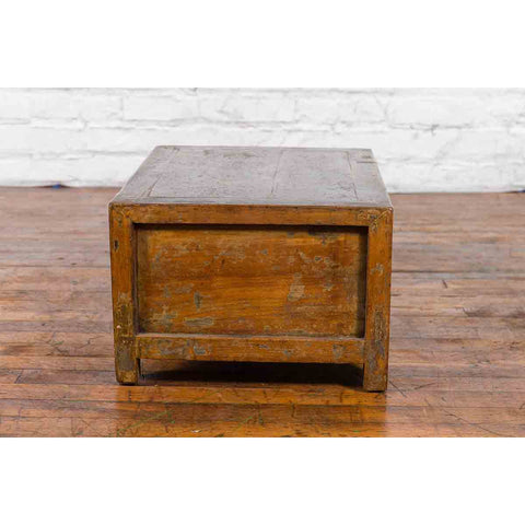 Chinese Qing Dynasty 19th Century Low Kang Dark Brown Lacquered Cabinet