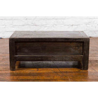 Chinese Qing Dynasty 19th Century Low Kang Dark Brown Lacquered Cabinet