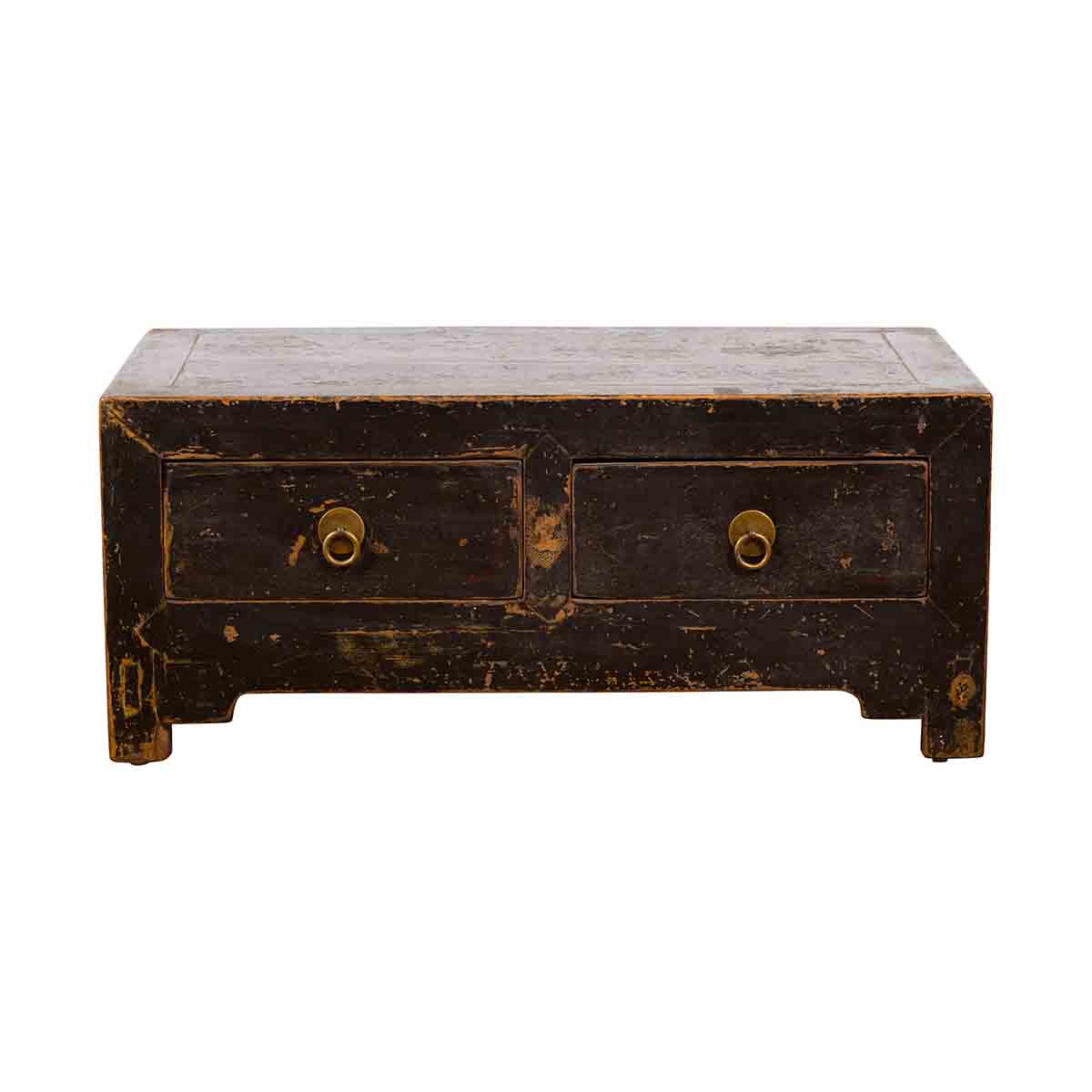 Chinese Qing Dynasty 19th Century Low Kang Dark Brown Lacquered Cabinet-1. Asian & Chinese Furniture, Art, Antiques, Vintage Home Décor for sale at FEA Home
