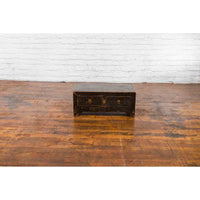 Chinese Qing Dynasty 19th Century Low Kang Dark Brown Lacquered Cabinet