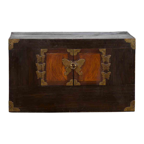 Korean Late 19th Century Two-Toned Side Chest with Brass Butterfly Hardware- Asian Antiques, Vintage Home Decor & Chinese Furniture - FEA Home