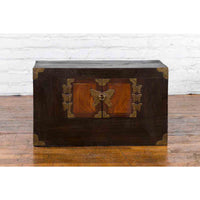 Korean Late 19th Century Two-Toned Side Chest with Brass Butterfly Hardware
