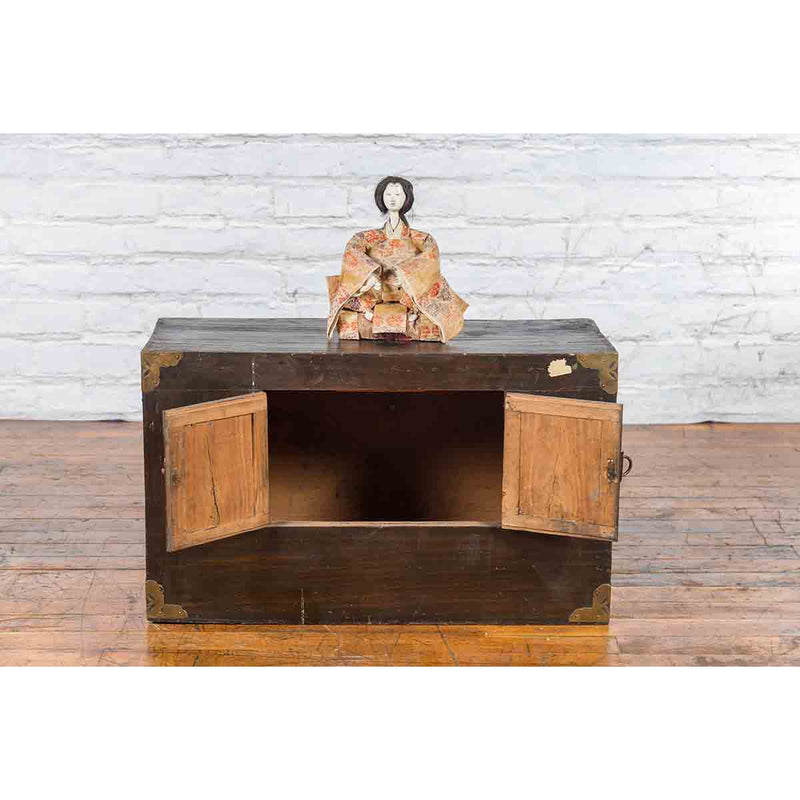 Korean Late 19th Century Two-Toned Side Chest with Brass Butterfly Hardware