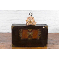 Korean Late 19th Century Two-Toned Side Chest with Brass Butterfly Hardware