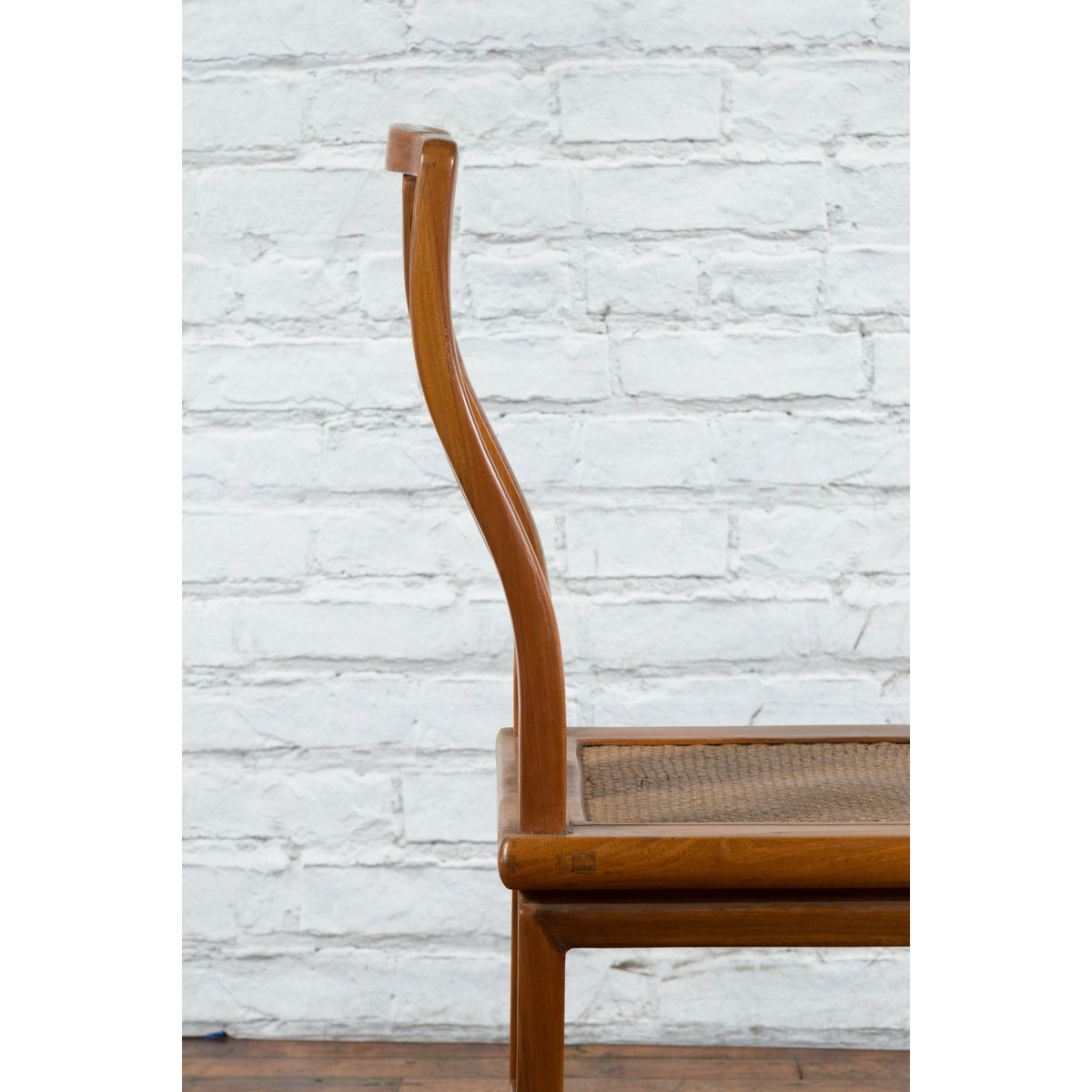 Chinese Early 20th Century Carved Elmwood Side Chair with Rattan Seat-11. Asian &amp; Chinese Furniture, Art, Antiques, Vintage Home Décor for sale at FEA Home