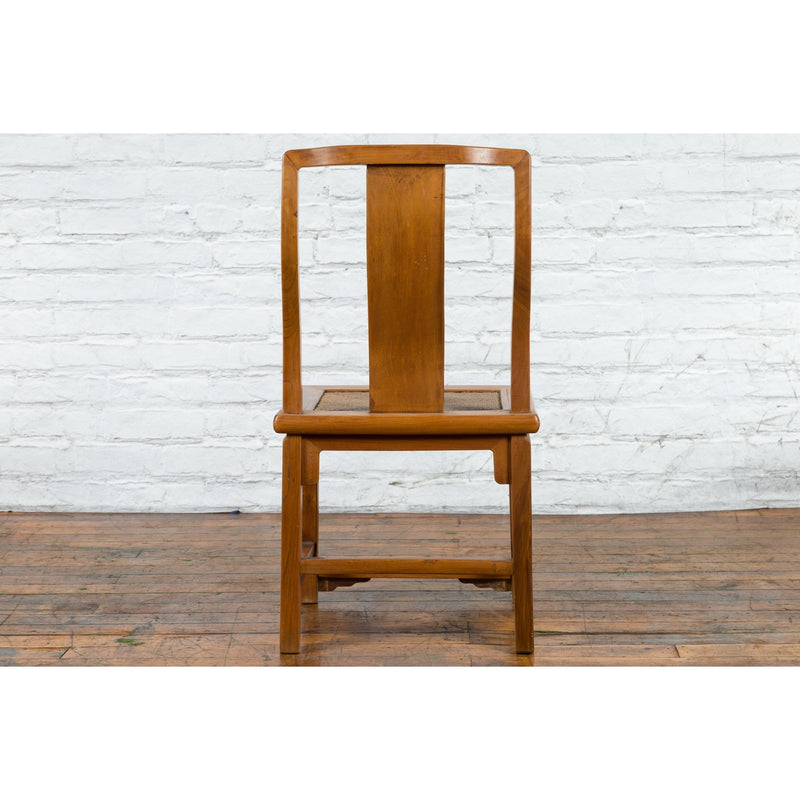 Chinese Early 20th Century Carved Elmwood Side Chair with Rattan Seat-YN4096-12. Asian & Chinese Furniture, Art, Antiques, Vintage Home Décor for sale at FEA Home