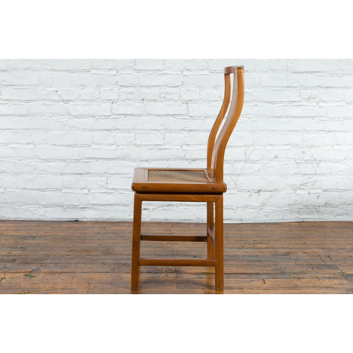 Chinese Early 20th Century Carved Elmwood Side Chair with Rattan Seat-13. Asian &amp; Chinese Furniture, Art, Antiques, Vintage Home Décor for sale at FEA Home