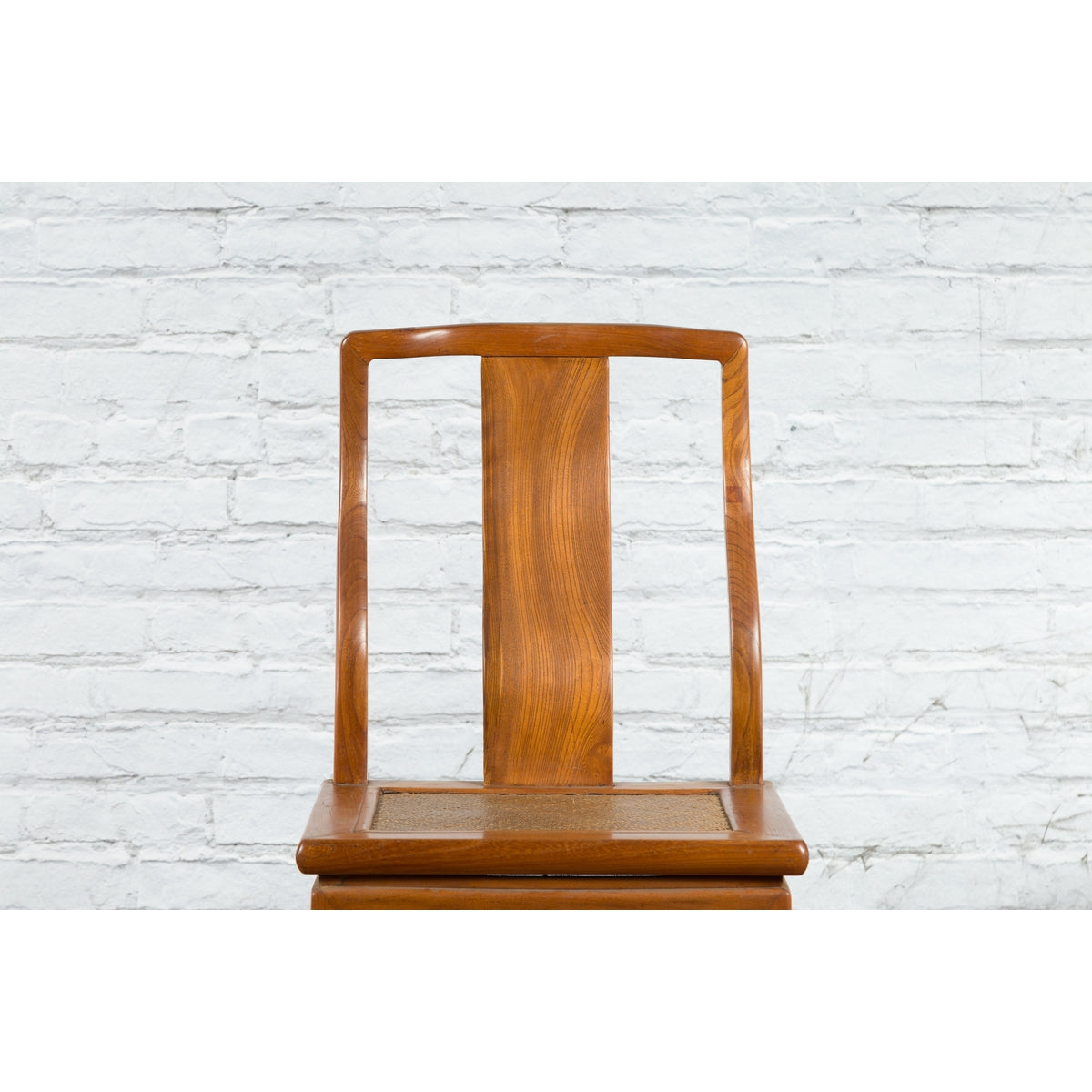 Chinese Early 20th Century Carved Elmwood Side Chair with Rattan Seat-5. Asian &amp; Chinese Furniture, Art, Antiques, Vintage Home Décor for sale at FEA Home