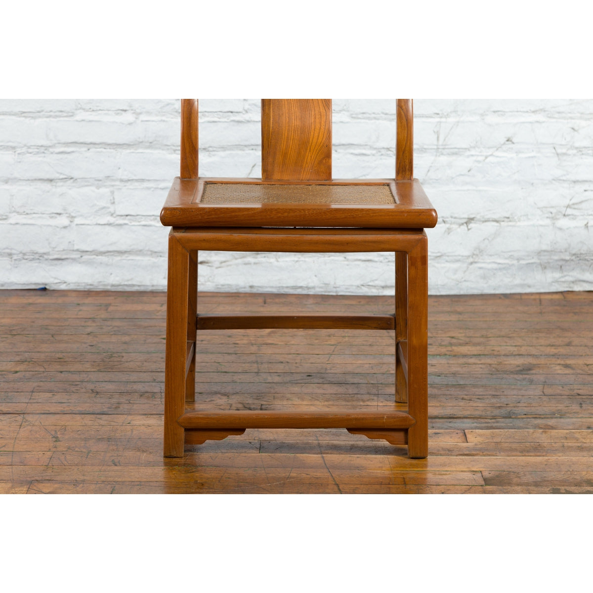 Chinese Early 20th Century Carved Elmwood Side Chair with Rattan Seat-6. Asian &amp; Chinese Furniture, Art, Antiques, Vintage Home Décor for sale at FEA Home