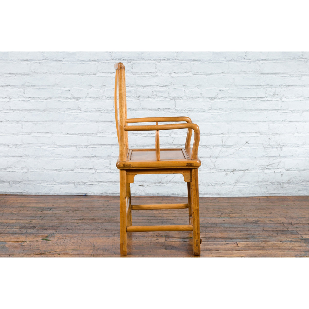 Chinese Qing Dynasty 19th Century Elmwood Armchair with Hand-Carved Medallion-12. Asian &amp; Chinese Furniture, Art, Antiques, Vintage Home Décor for sale at FEA Home