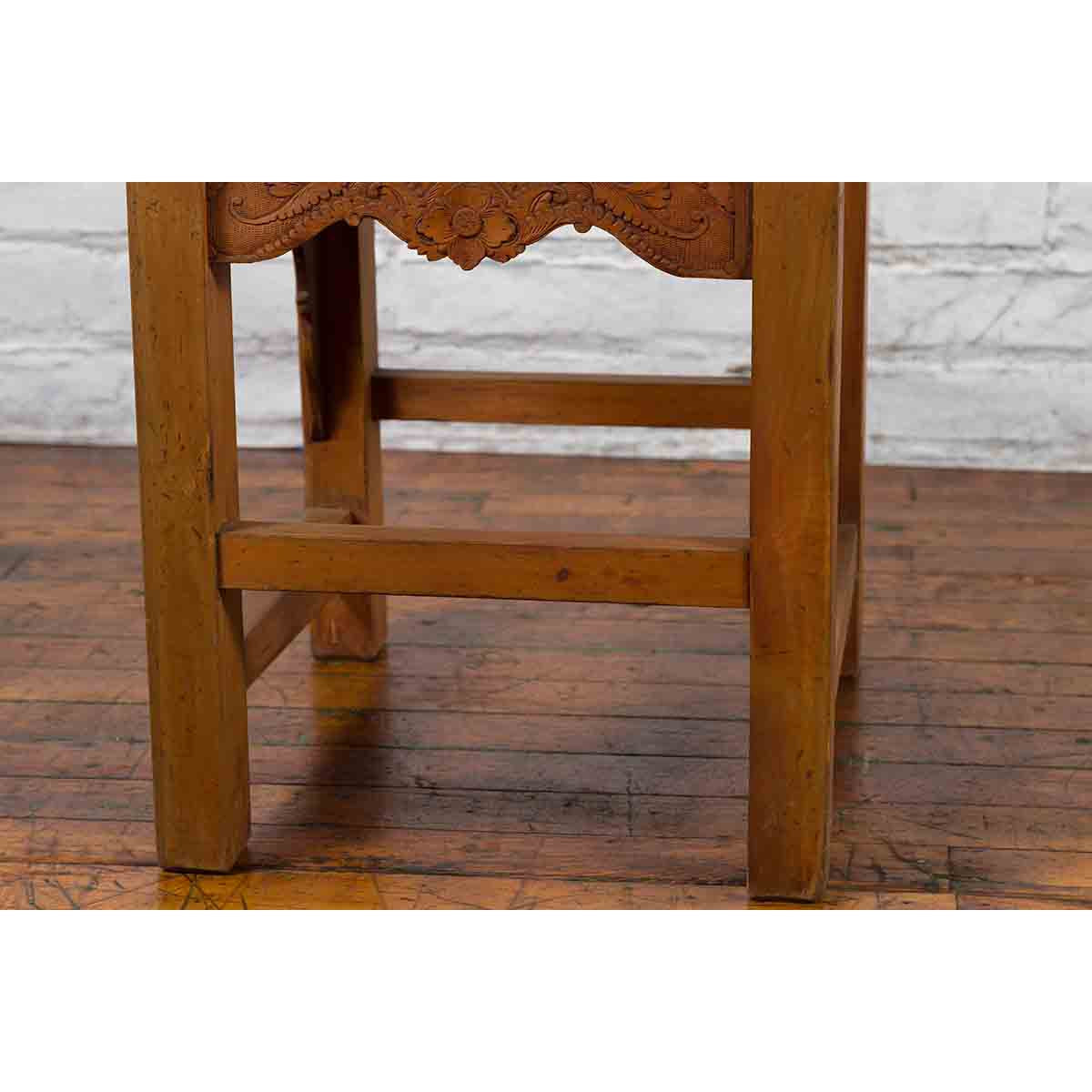 Chinese 19th Century Qing Dynasty Elm Armchair with Carved Traditional Motifs-18. Asian &amp; Chinese Furniture, Art, Antiques, Vintage Home Décor for sale at FEA Home