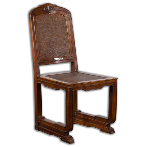 Chinese Qing Dynasty Period 19th Century Wooden Side Chair with Rattan Accents-YN4112-1. Asian & Chinese Furniture, Art, Antiques, Vintage Home Décor for sale at FEA Home