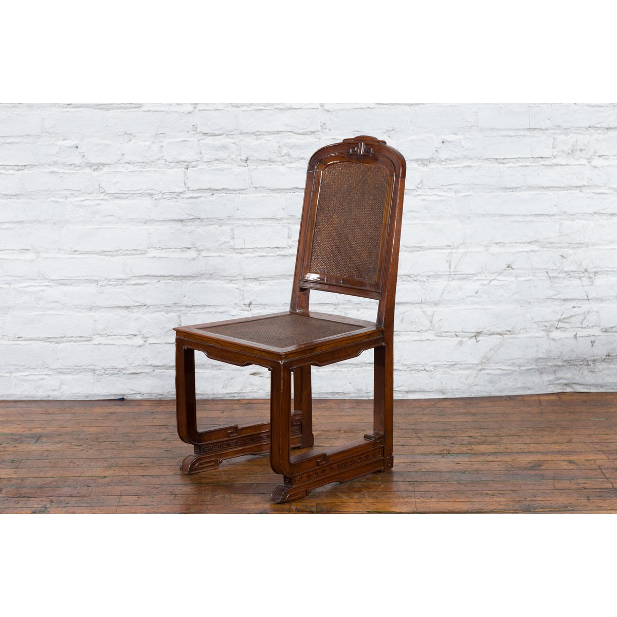 Chinese Qing Dynasty Period 19th Century Wooden Side Chair with Rattan Accents-17. Asian &amp; Chinese Furniture, Art, Antiques, Vintage Home Décor for sale at FEA Home