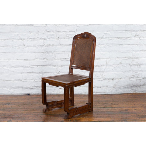 Chinese Qing Dynasty Period 19th Century Wooden Side Chair with Rattan Accents-YN4112-17. Asian & Chinese Furniture, Art, Antiques, Vintage Home Décor for sale at FEA Home
