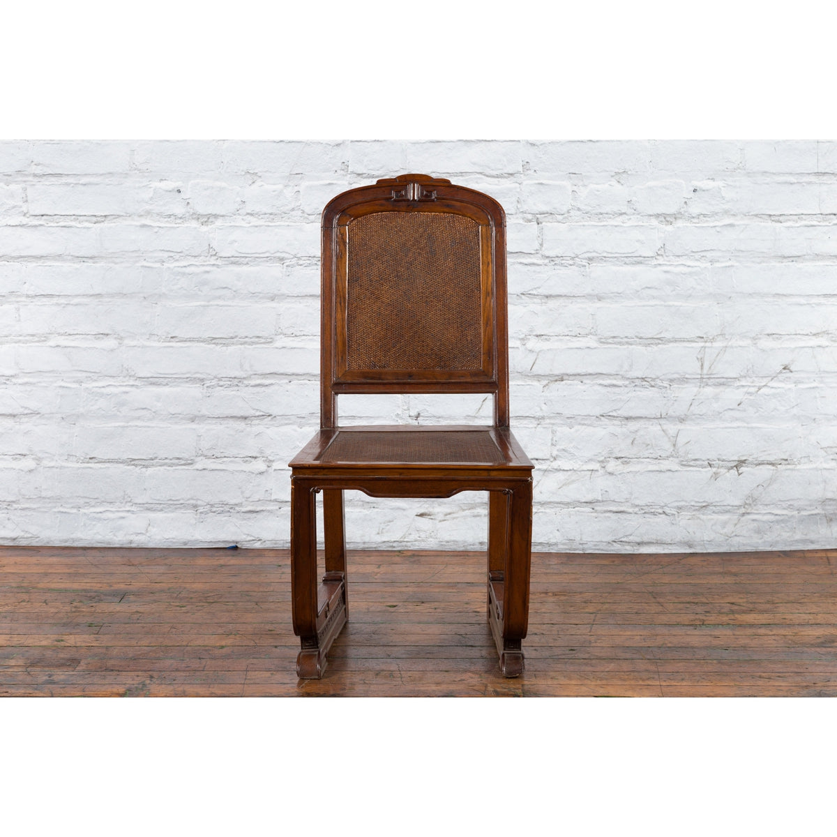Chinese Qing Dynasty Period 19th Century Wooden Side Chair with Rattan Accents-3. Asian &amp; Chinese Furniture, Art, Antiques, Vintage Home Décor for sale at FEA Home