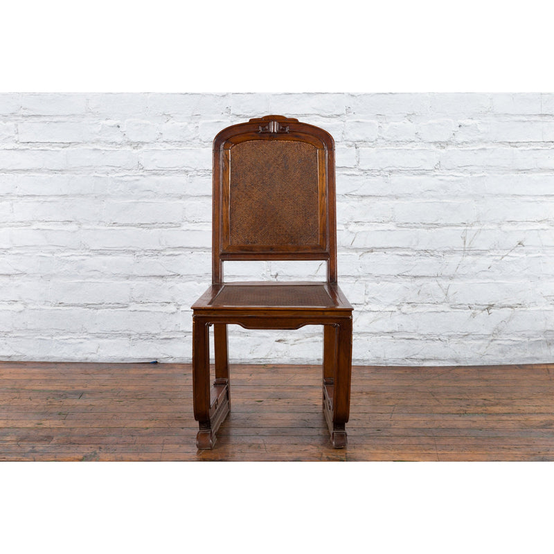Chinese Qing Dynasty Period 19th Century Wooden Side Chair with Rattan Accents-YN4112-3. Asian & Chinese Furniture, Art, Antiques, Vintage Home Décor for sale at FEA Home