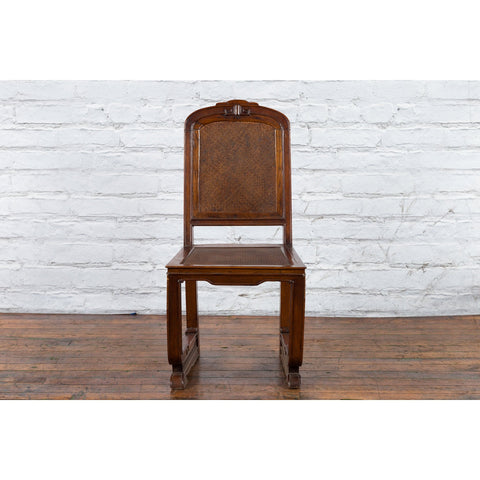 Chinese Qing Dynasty Period 19th Century Wooden Side Chair with Rattan Accents-YN4112-3. Asian & Chinese Furniture, Art, Antiques, Vintage Home Décor for sale at FEA Home
