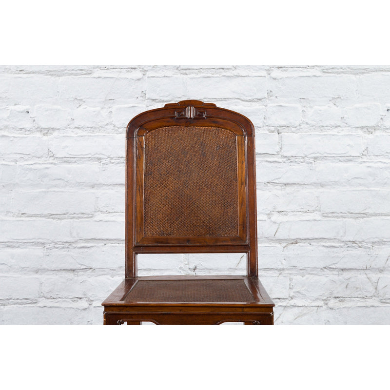 Chinese Qing Dynasty Period 19th Century Wooden Side Chair with Rattan Accents-YN4112-4. Asian & Chinese Furniture, Art, Antiques, Vintage Home Décor for sale at FEA Home