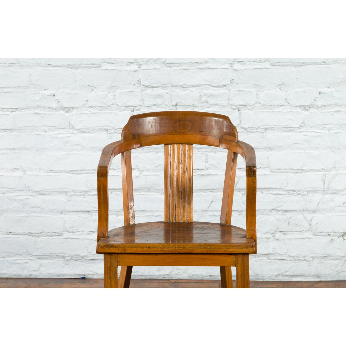 Chinese Early 20th Century Horseshoe Back Armchair with Carved Reeded Splat-10. Asian &amp; Chinese Furniture, Art, Antiques, Vintage Home Décor for sale at FEA Home