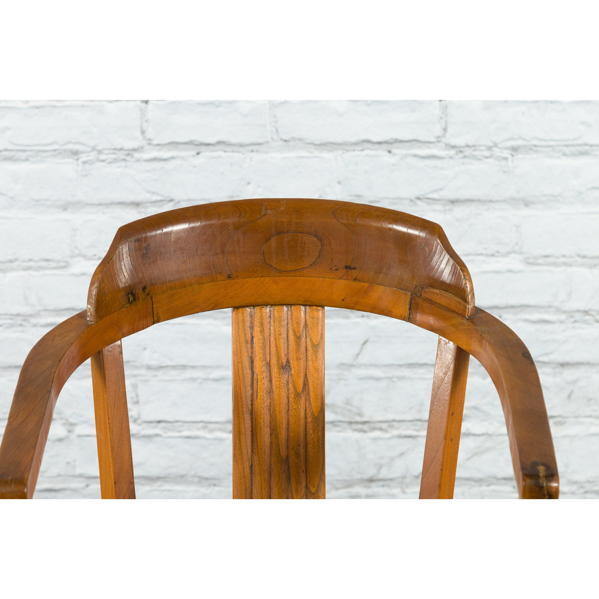 Chinese Early 20th Century Horseshoe Back Armchair with Carved Reeded Splat-11. Asian &amp; Chinese Furniture, Art, Antiques, Vintage Home Décor for sale at FEA Home