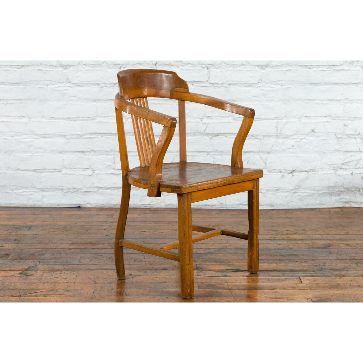 Chinese Early 20th Century Horseshoe Back Armchair with Carved Reeded Splat-3. Asian &amp; Chinese Furniture, Art, Antiques, Vintage Home Décor for sale at FEA Home
