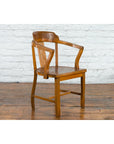 Chinese Early 20th Century Horseshoe Back Armchair with Carved Reeded Splat-4. Asian & Chinese Furniture, Art, Antiques, Vintage Home Décor for sale at FEA Home