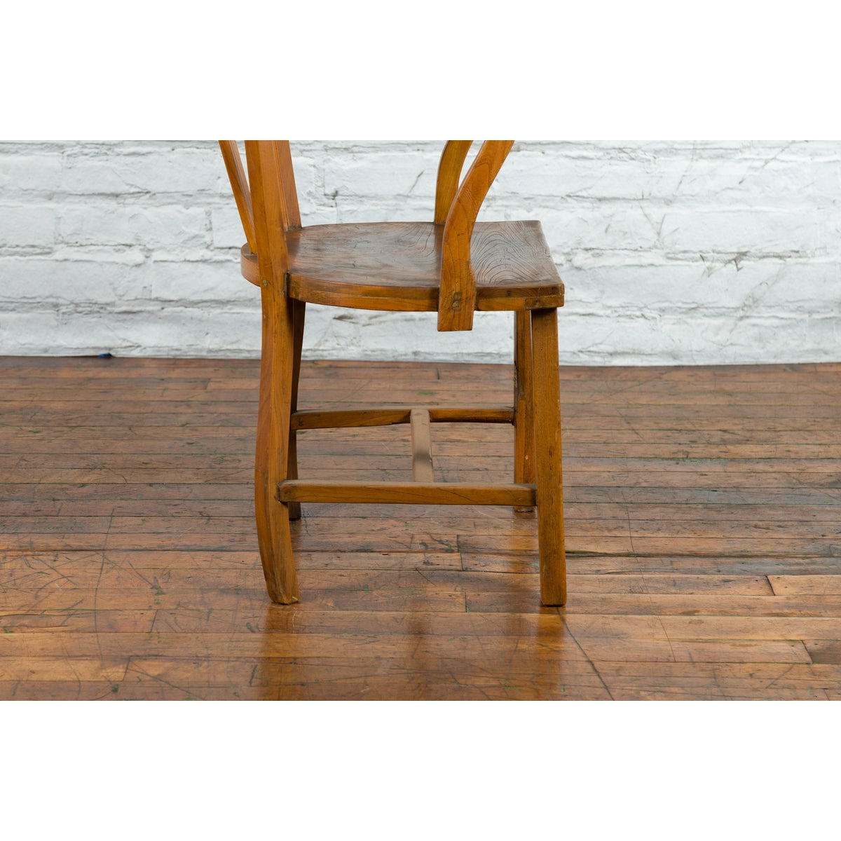Chinese Early 20th Century Horseshoe Back Armchair with Carved Reeded Splat-6. Asian &amp; Chinese Furniture, Art, Antiques, Vintage Home Décor for sale at FEA Home