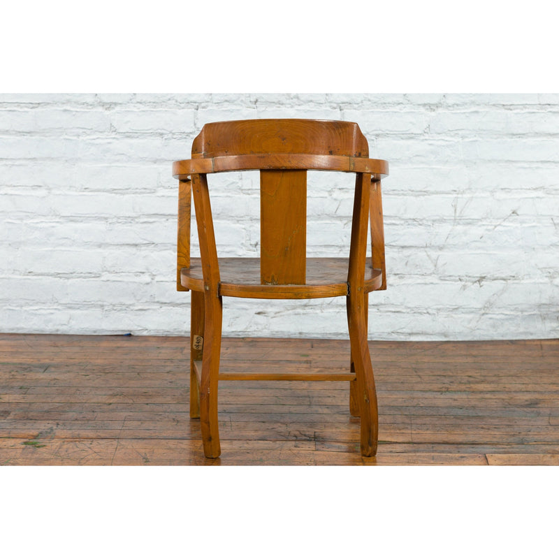 Chinese Early 20th Century Horseshoe Back Armchair with Carved Reeded Splat-YN4117-7. Asian & Chinese Furniture, Art, Antiques, Vintage Home Décor for sale at FEA Home