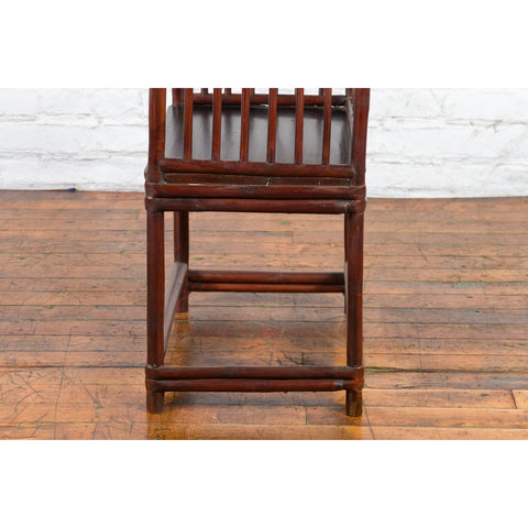 Chinese Qing Dynasty 19th Century Curved Stickback Dark Brown Lacquered Armchair-12. Asian & Chinese Furniture, Art, Antiques, Vintage Home Décor for sale at FEA Home