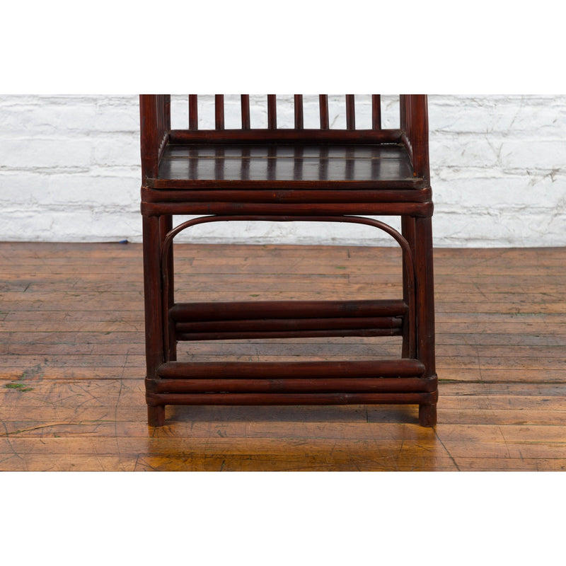 Chinese Qing Dynasty 19th Century Curved Stickback Dark Brown Lacquered Armchair-5. Asian & Chinese Furniture, Art, Antiques, Vintage Home Décor for sale at FEA Home