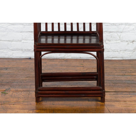 Chinese Qing Dynasty 19th Century Curved Stickback Dark Brown Lacquered Armchair-5. Asian & Chinese Furniture, Art, Antiques, Vintage Home Décor for sale at FEA Home