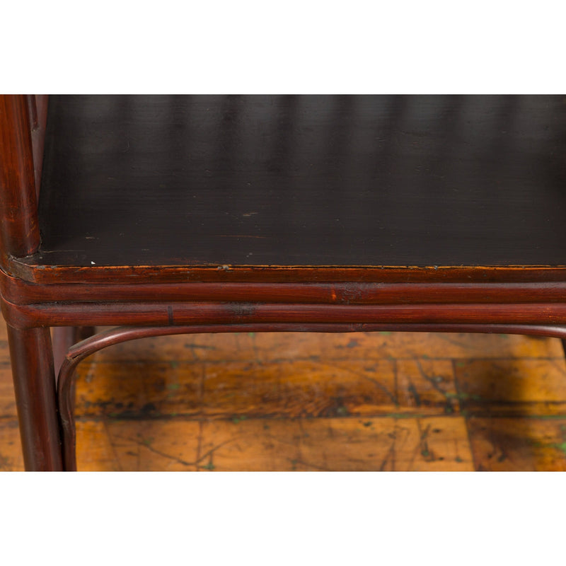 Chinese Qing Dynasty 19th Century Curved Stickback Dark Brown Lacquered Armchair-6. Asian & Chinese Furniture, Art, Antiques, Vintage Home Décor for sale at FEA Home