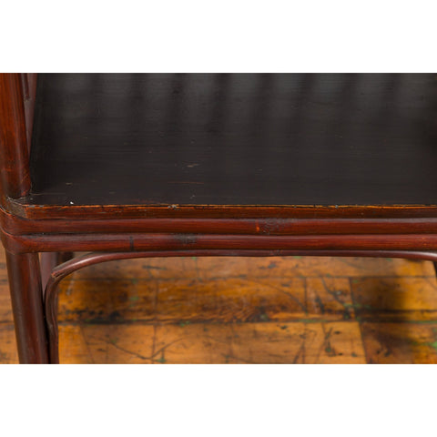 Chinese Qing Dynasty 19th Century Curved Stickback Dark Brown Lacquered Armchair-6. Asian & Chinese Furniture, Art, Antiques, Vintage Home Décor for sale at FEA Home