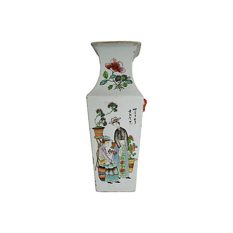 Antique Hand-Painted Porcelain Vase with Scenes from 19th Century, China
