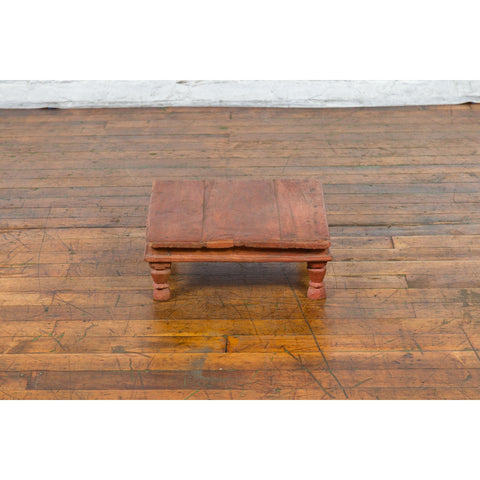 Antique Indian Low Wooden Prayer Table Stand with Carved Angular Legs-YN4300-4. Asian & Chinese Furniture, Art, Antiques, Vintage Home Décor for sale at FEA Home