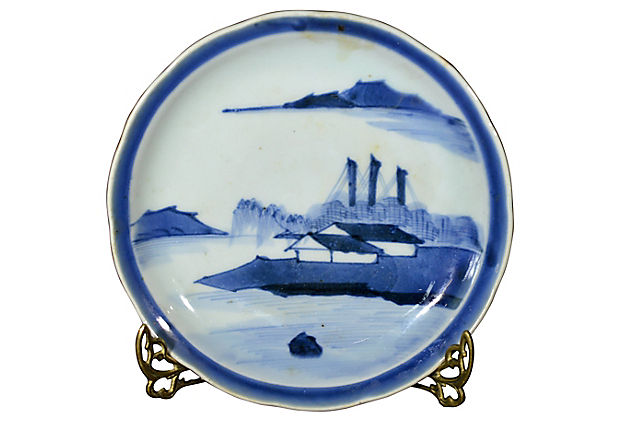 Set of 4 Antique Blue & White Plates-2. Asian & Chinese Furniture, Art, Antiques, Vintage Home Décor for sale at FEA Home