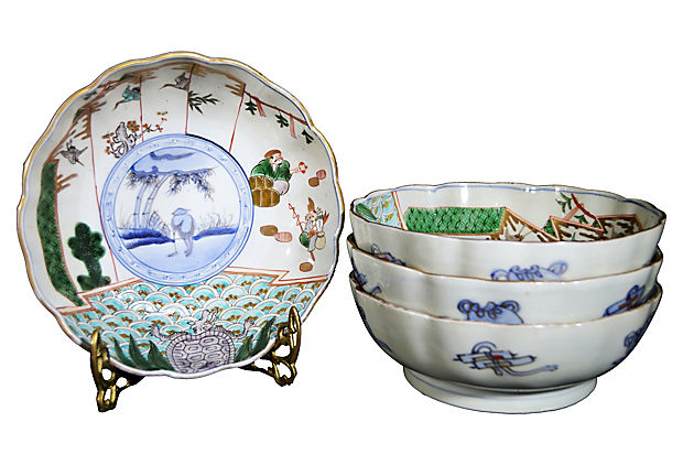 Set of 4 Antique Japanese Imari Bowls-1. Asian & Chinese Furniture, Art, Antiques, Vintage Home Décor for sale at FEA Home